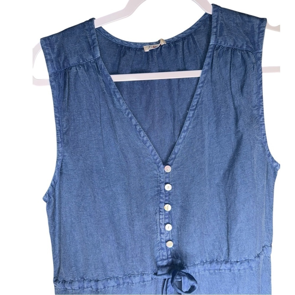 Faherty Ojai Linen Tencel Denim Midi Dress NWT Small Western Prairie Cottagecore - Picture 9 of 15